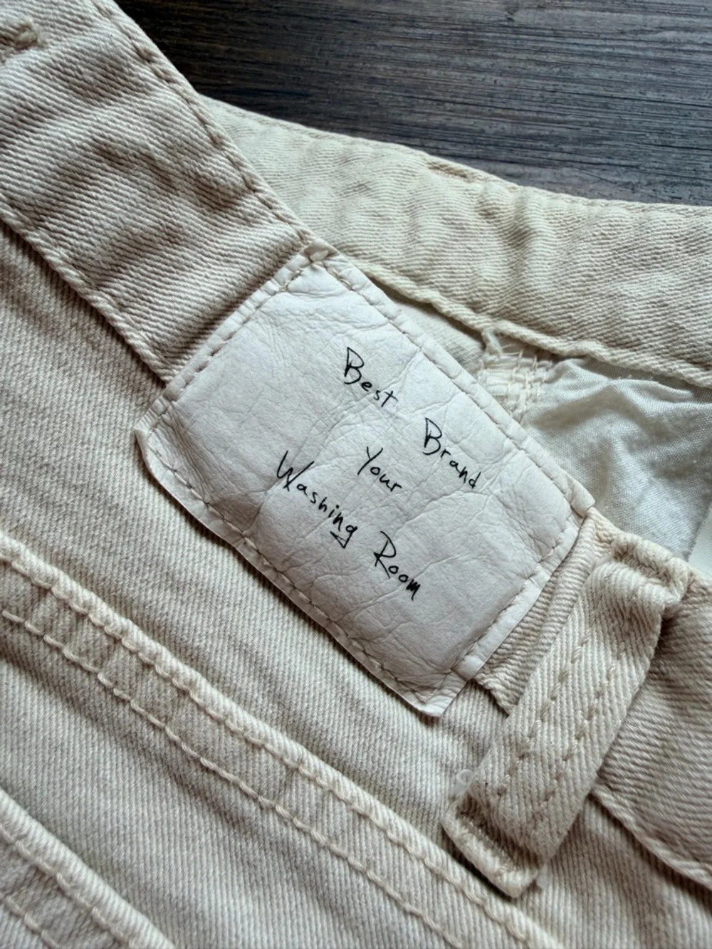Washing Room 100% Cotton Cream Denim Jean Shorts - Low Rise Summer Staple